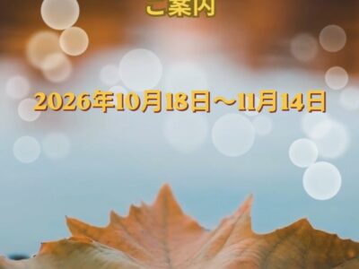 ヒーリングウェーブ（周波数）遠隔・2026年10月18日～11月14日のご案内